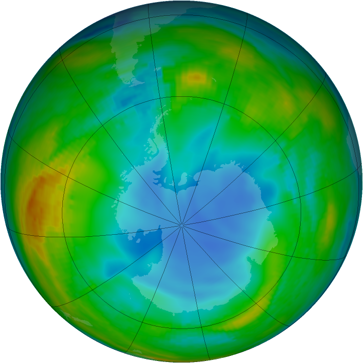 Antarctic ozone map for 16 July 1986